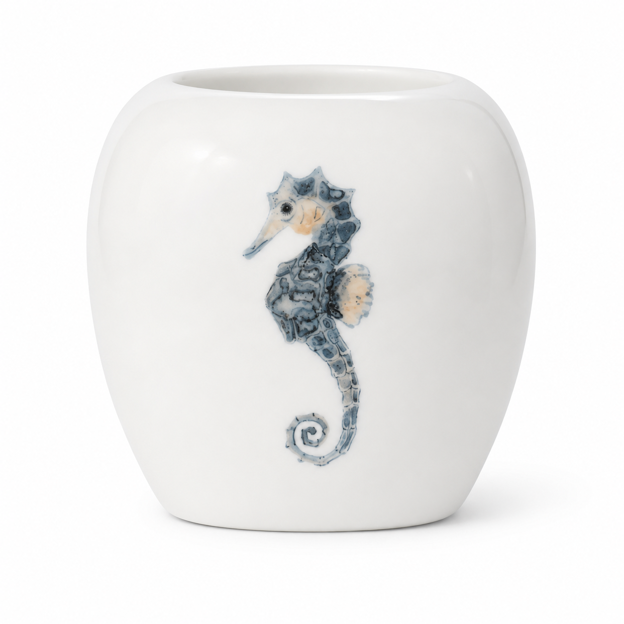 Seahorse Porcelain Vase | Coastal Decorative Flower Vase