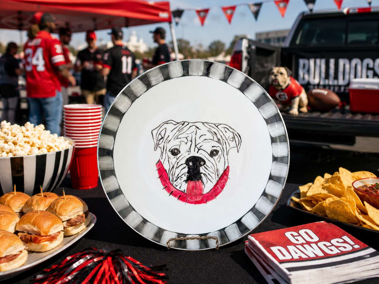 Hand-Painted Bulldog Porcelain Serving Platter
