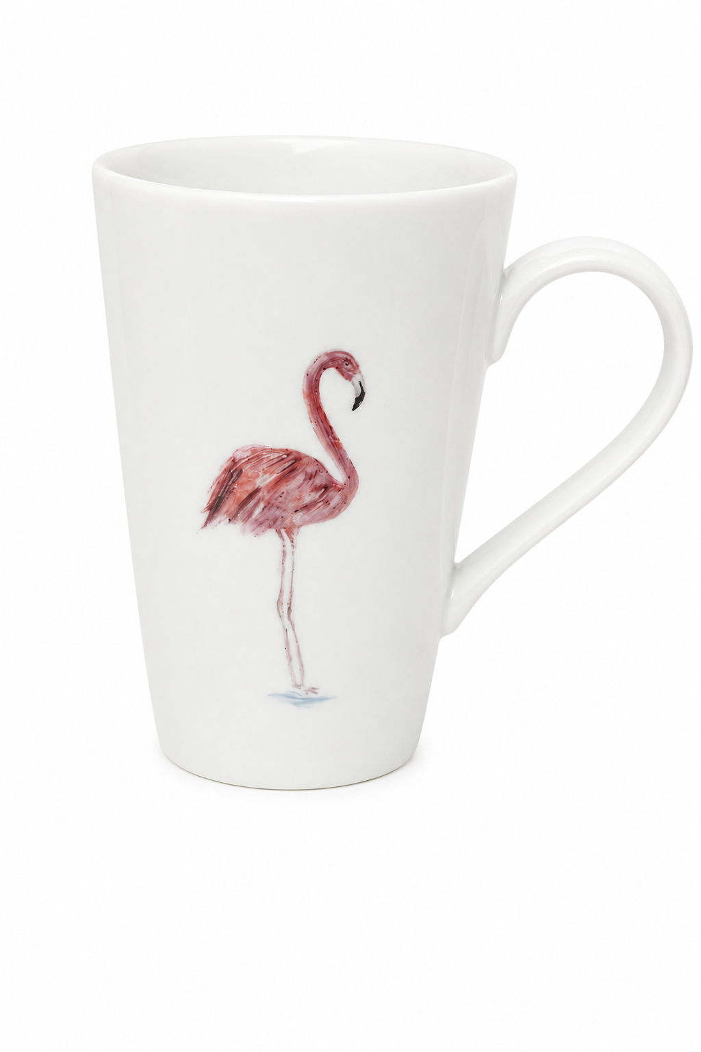 Hand-Painted Pink Flamingo Porcelain Mug