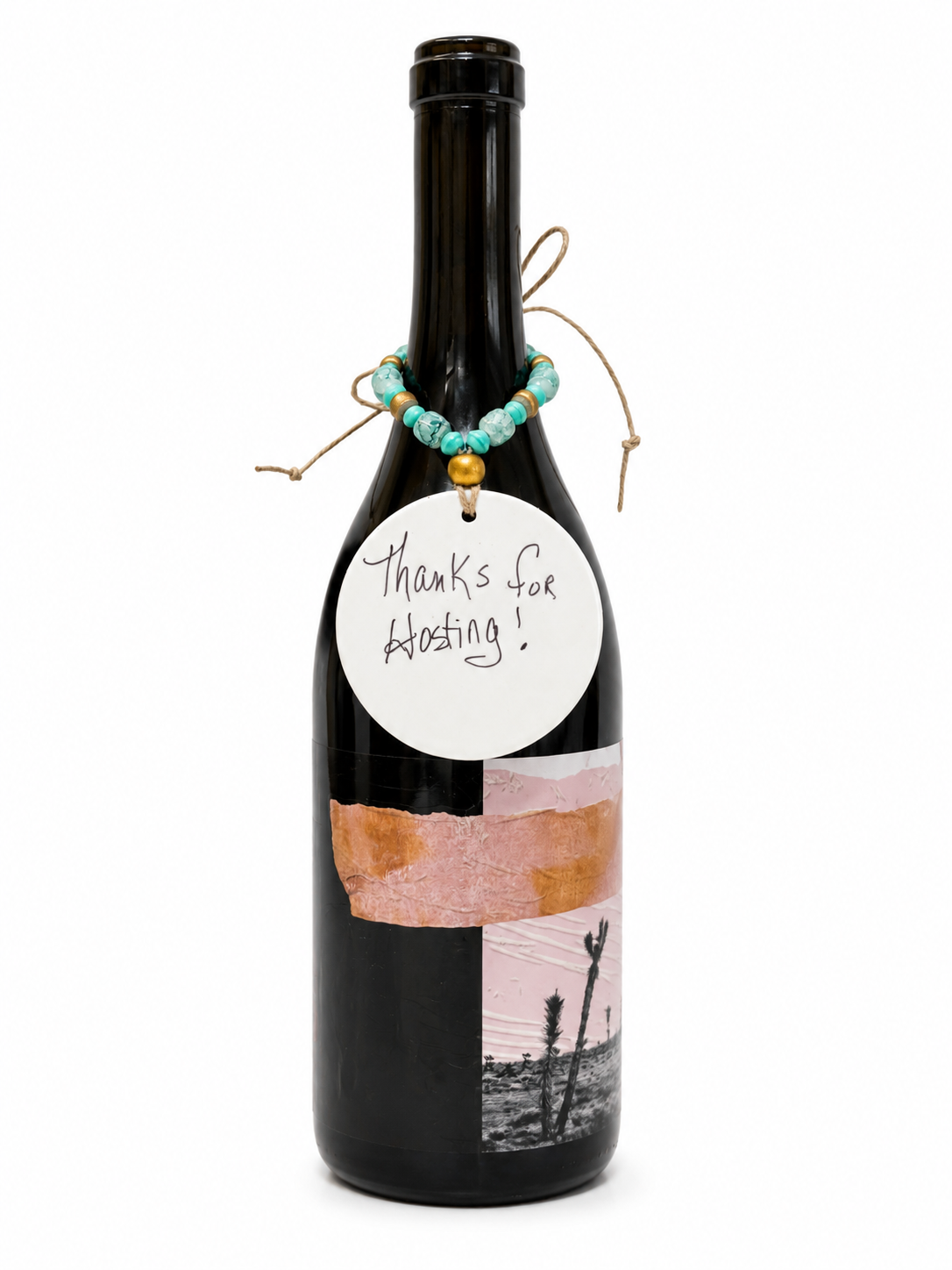 Hand-Painted Porcelain Hostess Gift Bottle Tag