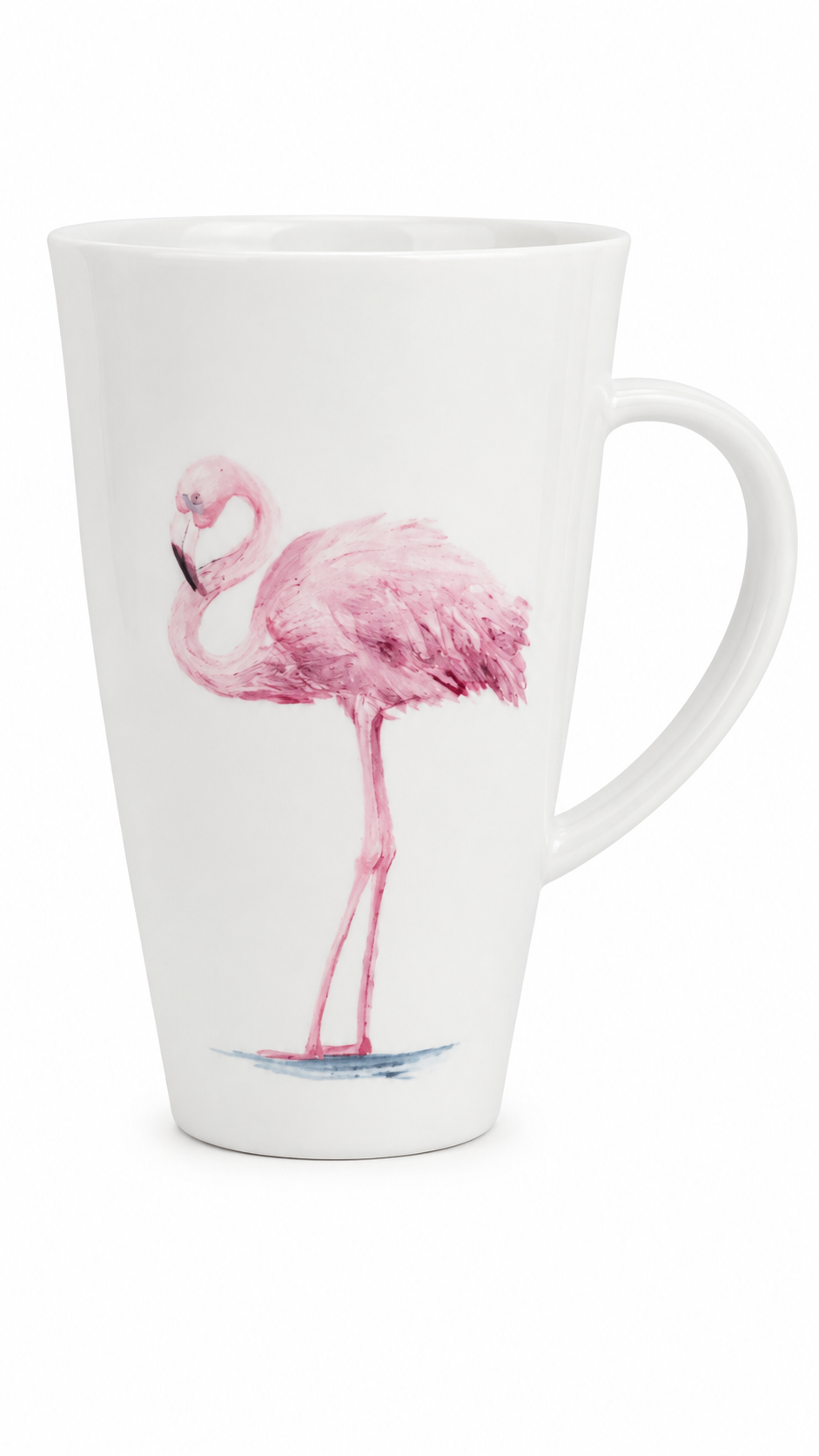 Hand-Painted Pink Flamingo Porcelain Latte Mug