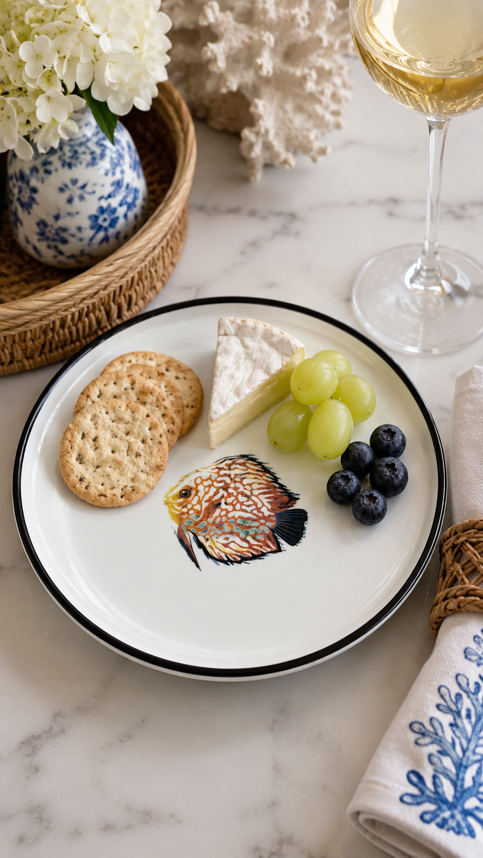 Tropical Fish Appetizer Plate – Coastal Porcelain Serving Plate