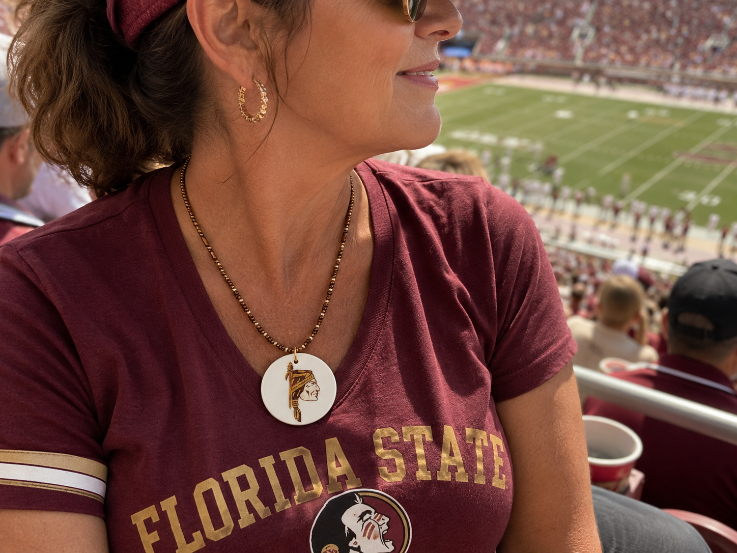 Florida State Seminoles Hand-Painted Porcelain Pendant Necklace