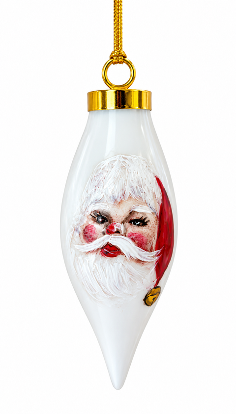 Hand-Painted Vintage Santa Porcelain Christmas Ornament