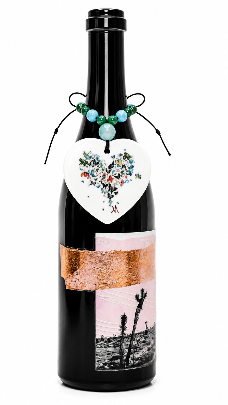 Butterfly Heart Porcelain Bottle Tag