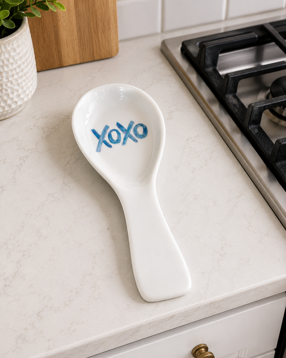 XOXO Hand-Painted Porcelain Spoon Rest