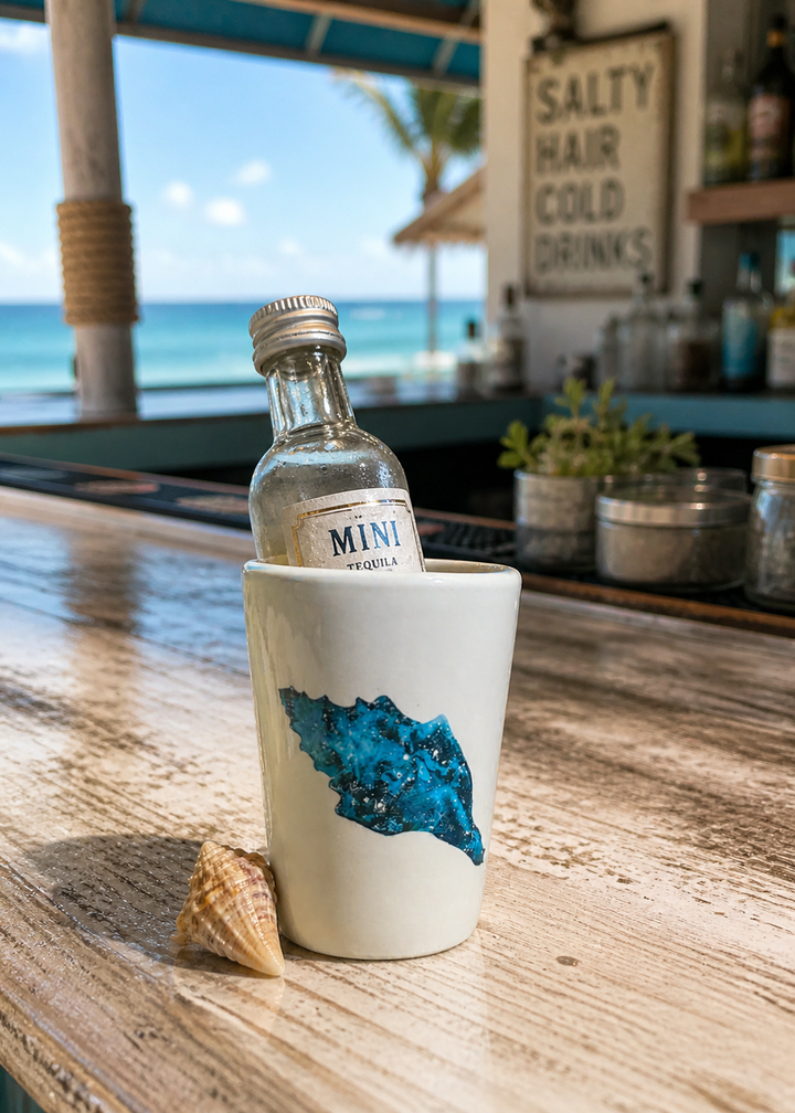 Blue Seashell Ceramic Shot Glass