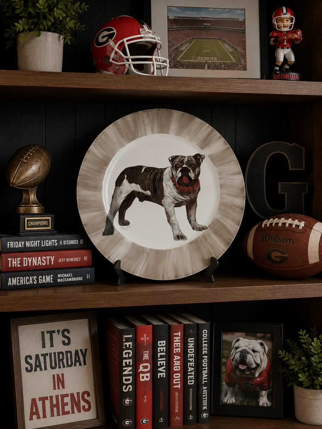 Hand-Painted Bulldog Porcelain Platter – Heirloom Game Day & Sports Fan Décor