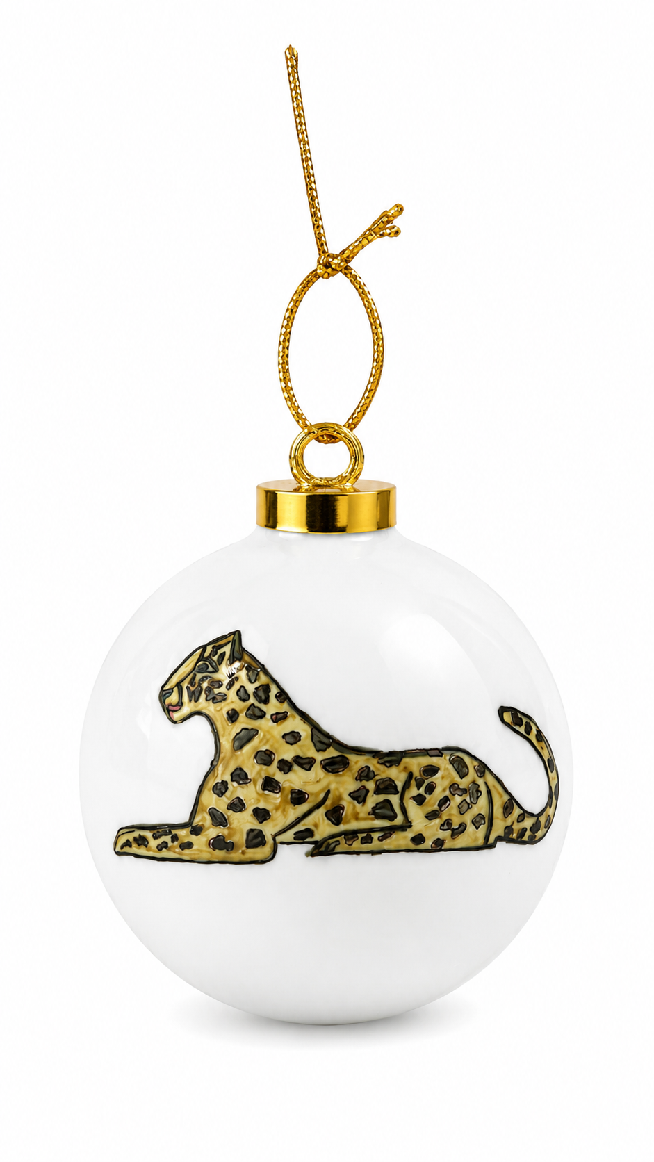 Hand-Painted Jaguar Porcelain Christmas Ornament