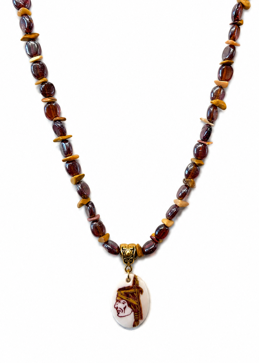 Seminole Heritage Porcelain Pendant Necklace – Hand-Painted Game Day Elegance