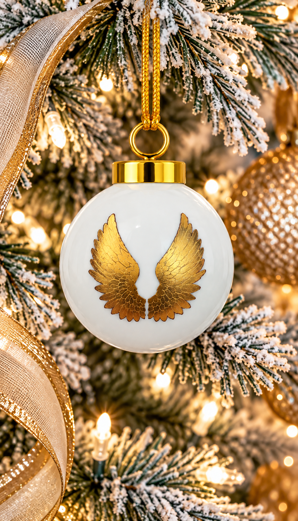 Gold Angel Wings Porcelain Ornament