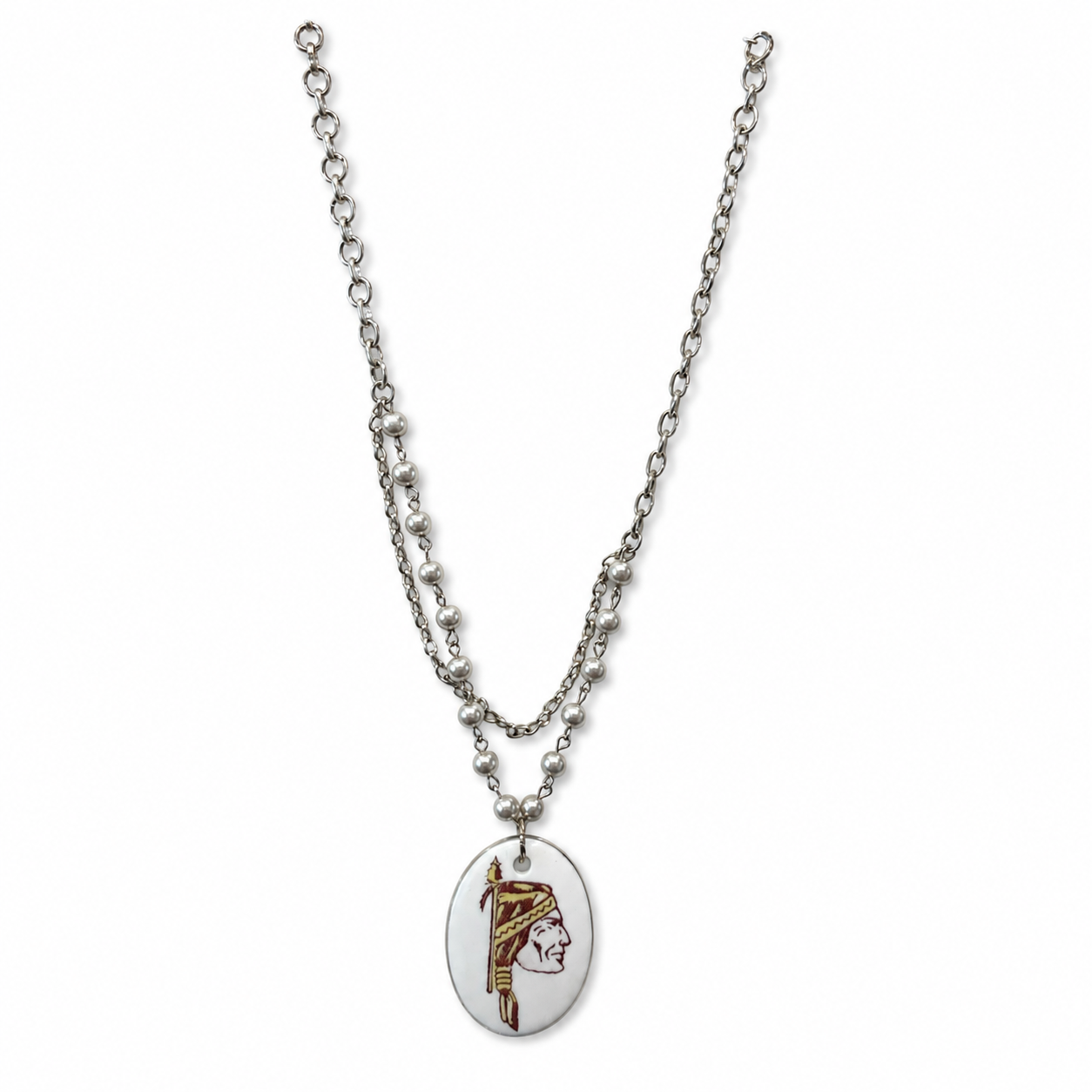 Florida State Seminoles Hand-Painted Porcelain Pendant Necklace – Silver Layered