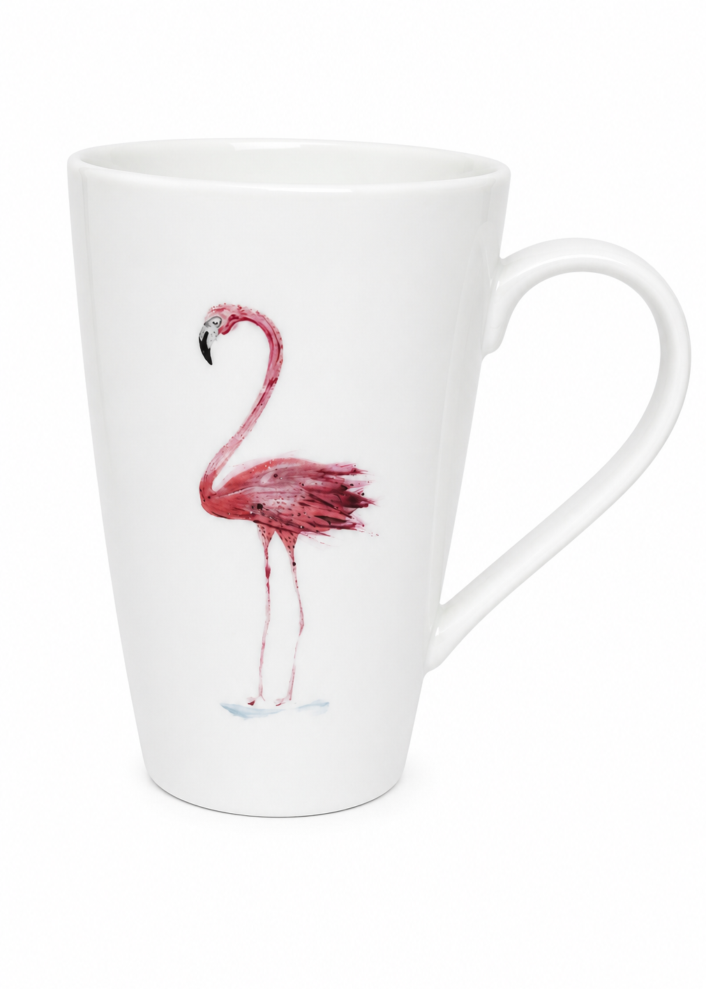 Hand-Painted Pink Flamingo Porcelain Mug | Coastal Coffee Cup
