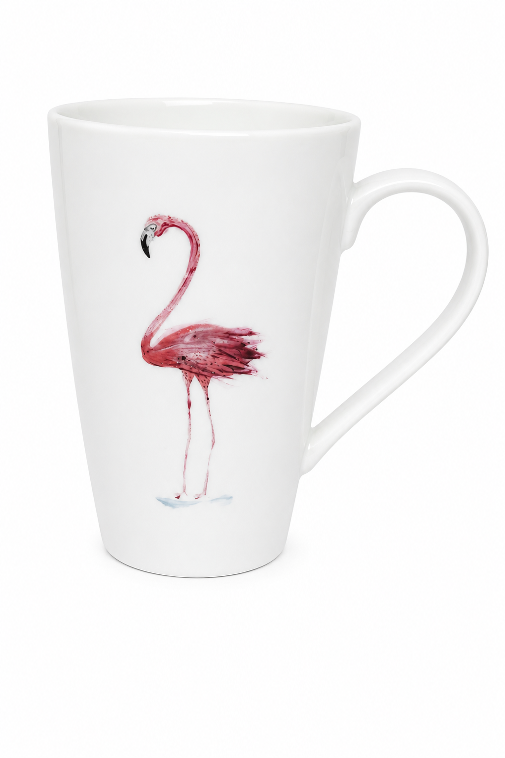 Hand-Painted Pink Flamingo Porcelain Mug | Coastal Coffee Cup