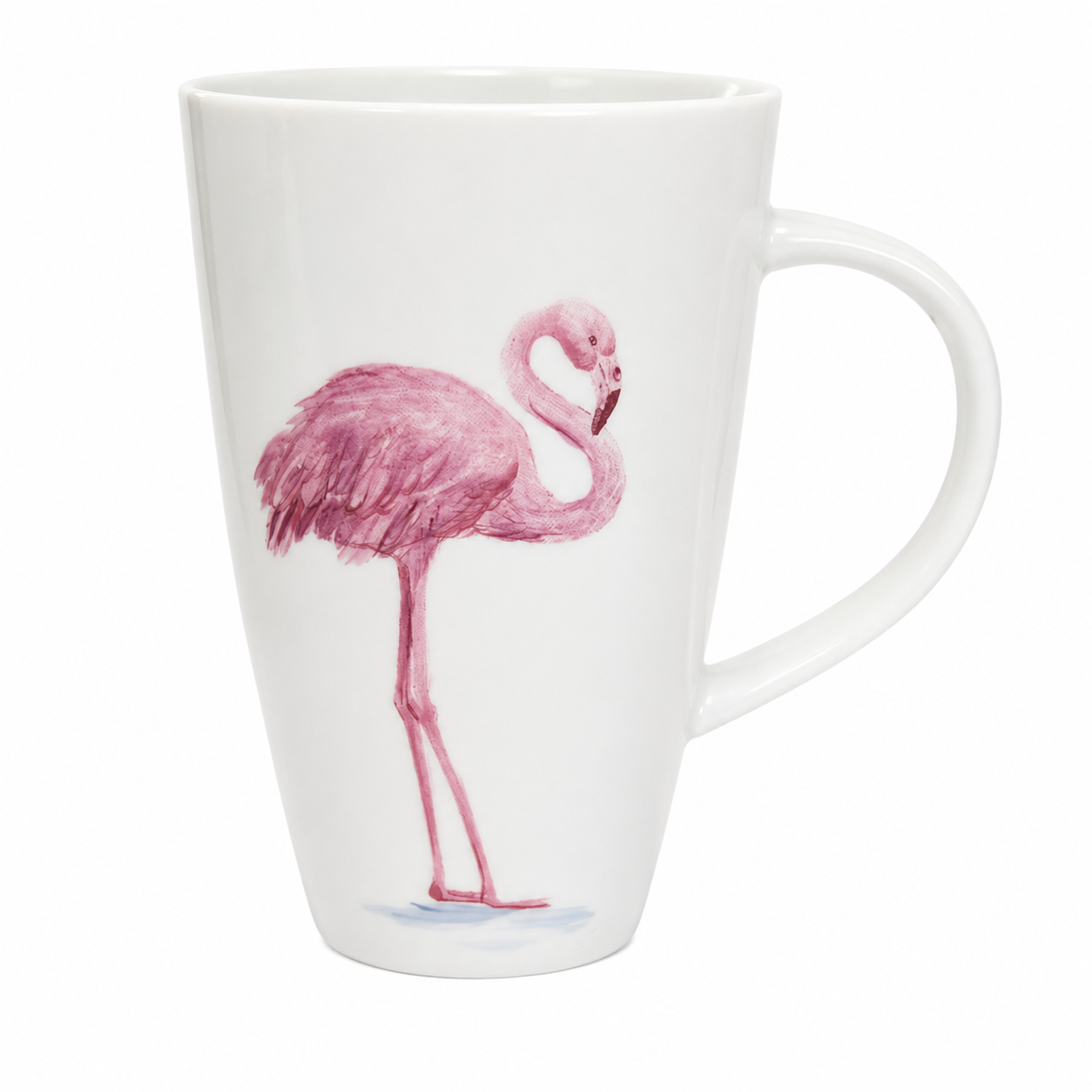 Hand-Painted Pink Flamingo Porcelain Coffee Mug