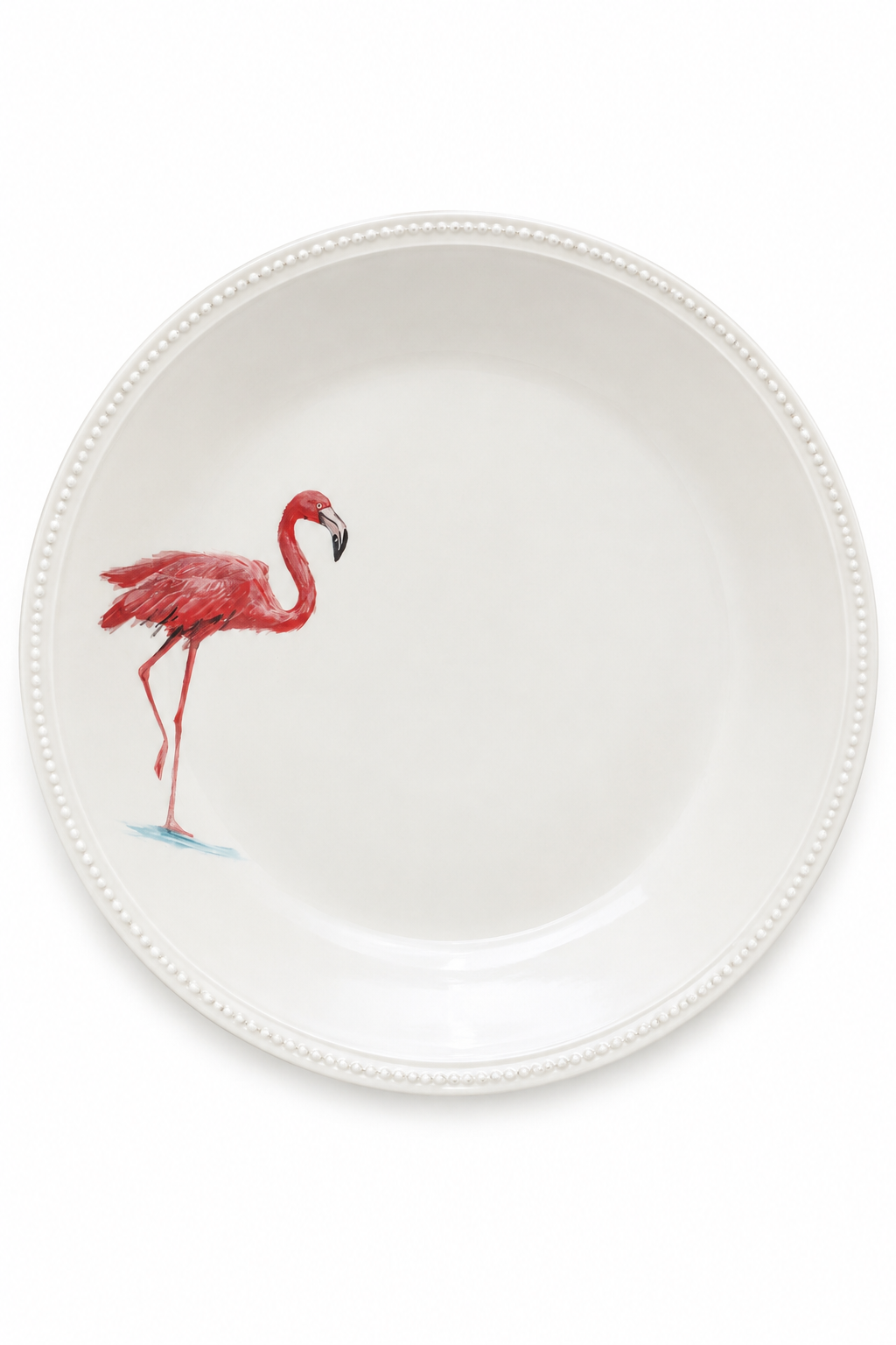 Hand-Painted Flamingo Porcelain Dinner Plate