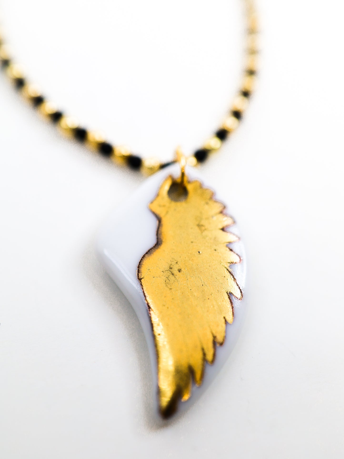 Gold Angel Wing Beaded Necklace