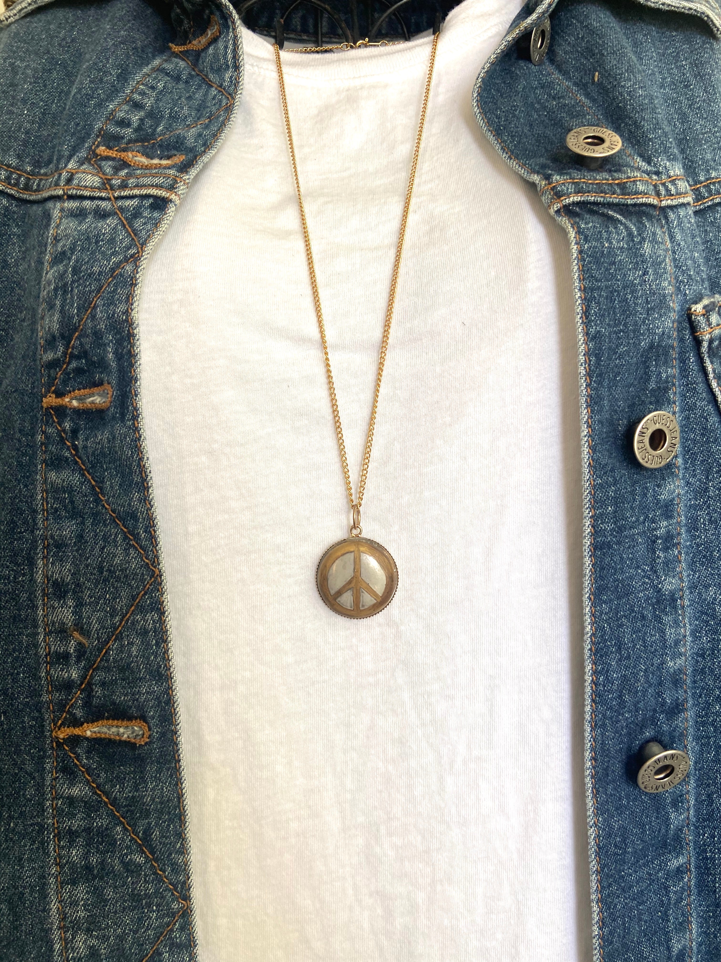 Peace Sign Gold Plated Necklace