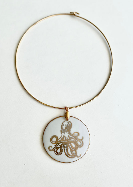 Octopus Necklace with a octopus pendant on a gold choker octopus gold pendant with an octopus gift for octopus lover necklace for friend