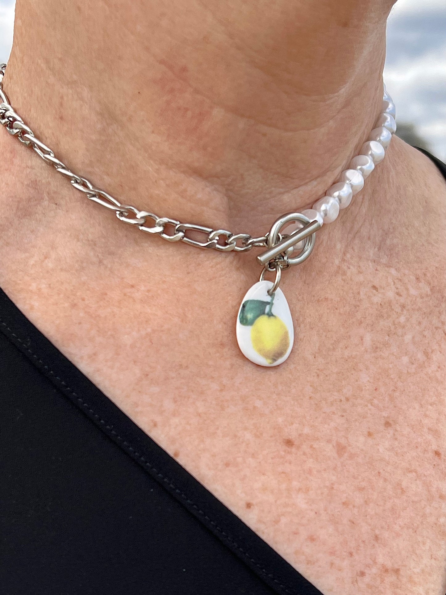Choker Necklace Lemon jewelry fruit necklace fruit jewelry