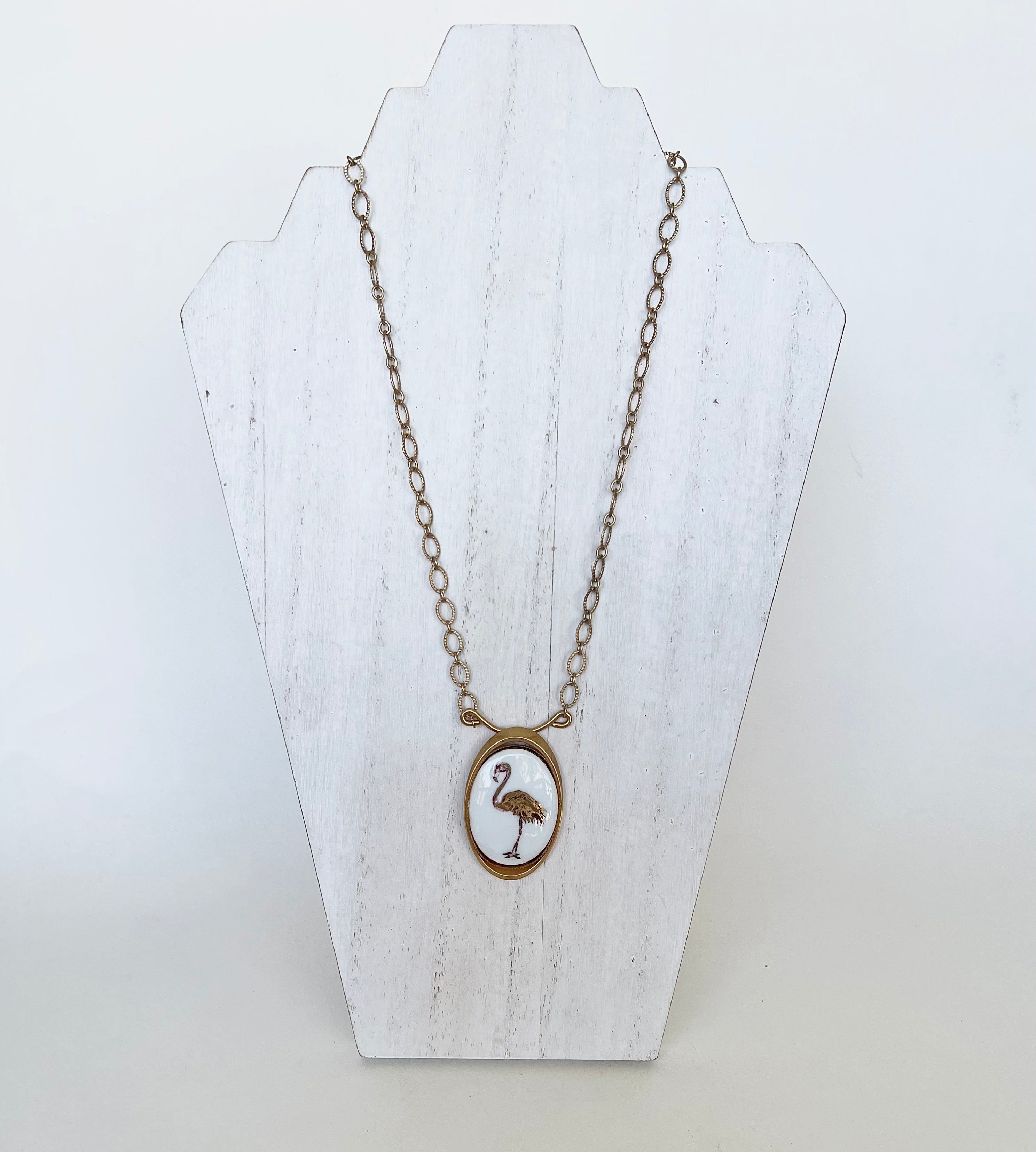 A gift, gift for that flamingo lover, Golden Flamingo Necklace