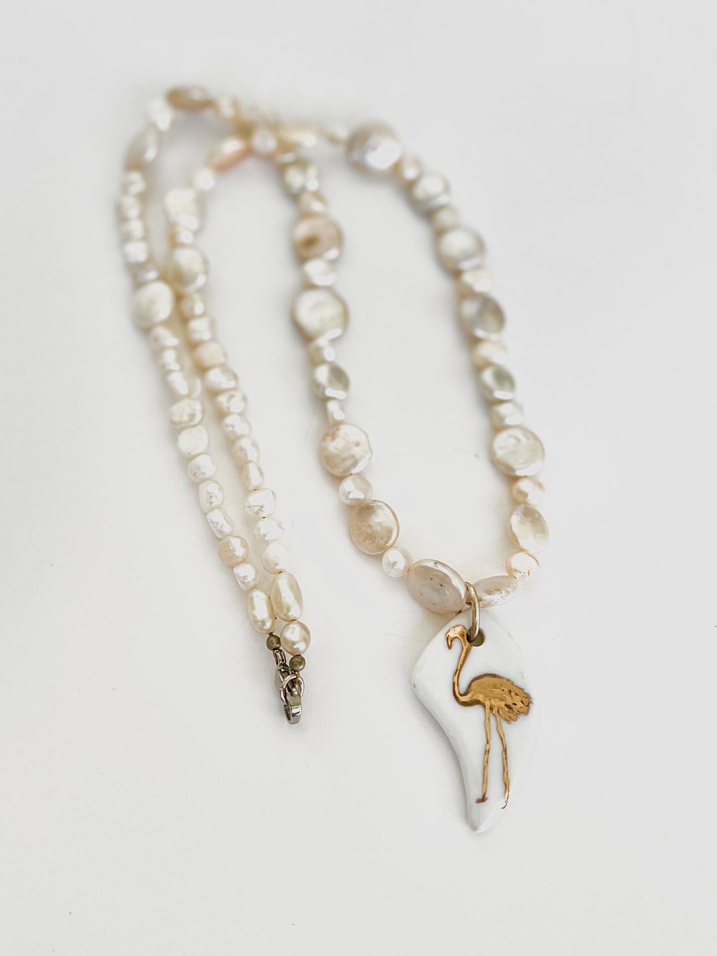 Necklace, Pearl necklace, gift for that flamingo lover, Pearl Flamingo Necklace