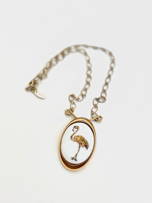 A gift, gift for that flamingo lover, Golden Flamingo Necklace